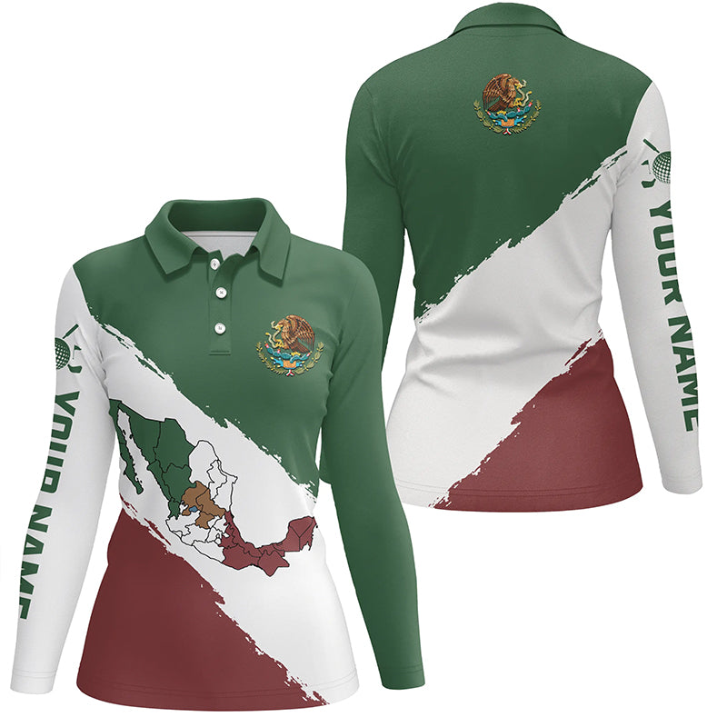 Mexico Map Golf Polo Shirts Patriotic Mexican Flag Golf Shirts For Women Best Golf Gifts LDT0431