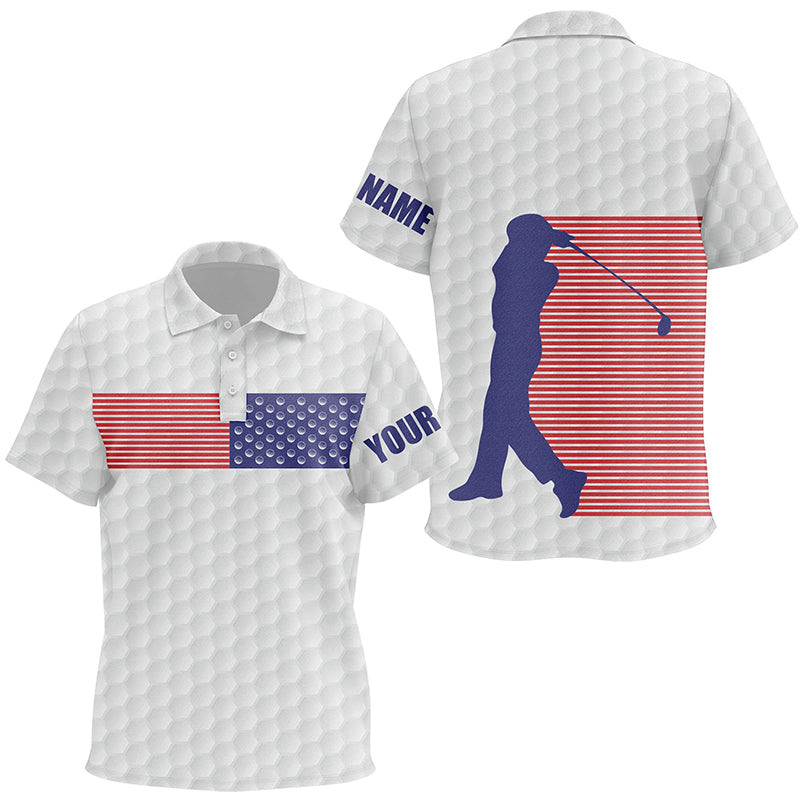 American Flag White Golf Pattern Kids Polo Shirt Custom Patriotic Golf Shirts For Kid Golf Gifts LDT0773