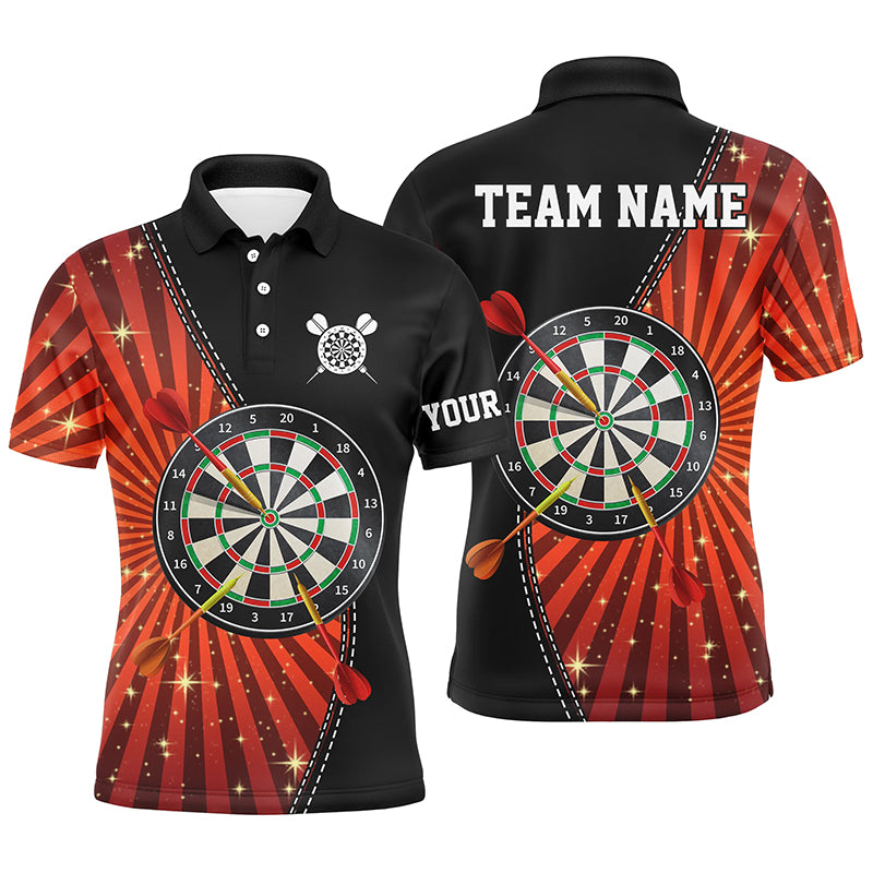 Black Orange Halo Mens Darts Polo Shirt Custom Cool Darts Shirt For Men Dart Jerseys LDT1002