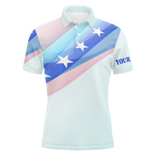 Load image into Gallery viewer, Colorful Pastel Us Flag Mens Golf Polo Shirts Custom Name Patriotic Golf Shirts For Men Golf Gifts LDT1435