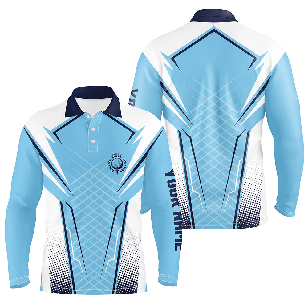 Blue White Personalized Mens Golf Polo Shirt Custom Name Golf Shirts For Men Golfing Gifts LDT1436