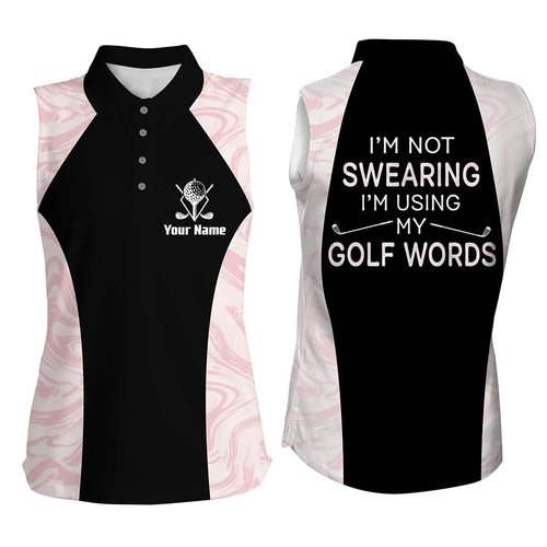 I'm Not Swearing I'm Using My Golf Words Seamless Pattern Women Sleeveless Golf Polo Shirt, Golf Gift LDT0034