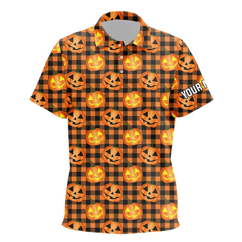 Halloween Pumpkin Seamless Orange Kids Golf Polo Shirts Custom Golf Shirts For Kid Golf Gifts LDT0504