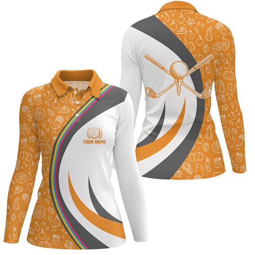 Personalized Thanksgiving Golf Polo Shirt Custom Orange Golf Shirts For Women Cool Golf Gifts LDT0838