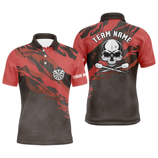Personalized Red Skull Darts Mens Polo Shirt Custom Darts Shirt For Men Dart Jerseys LDT1068