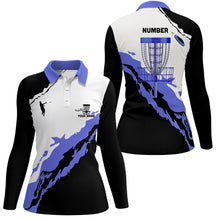 Load image into Gallery viewer, Purple Black Womens Disc Golf Polo Shirt Customized Disc Golf Shirts For Women Golfing Gifts LDT1247