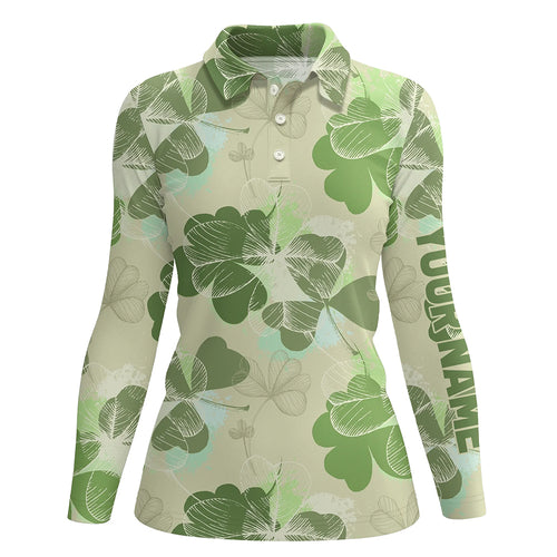 Vintage 3D Clover Leaf Patrick Day Golf Shirt Custom Golf Polo Shirts For Women Golfing Gifts LDT1264