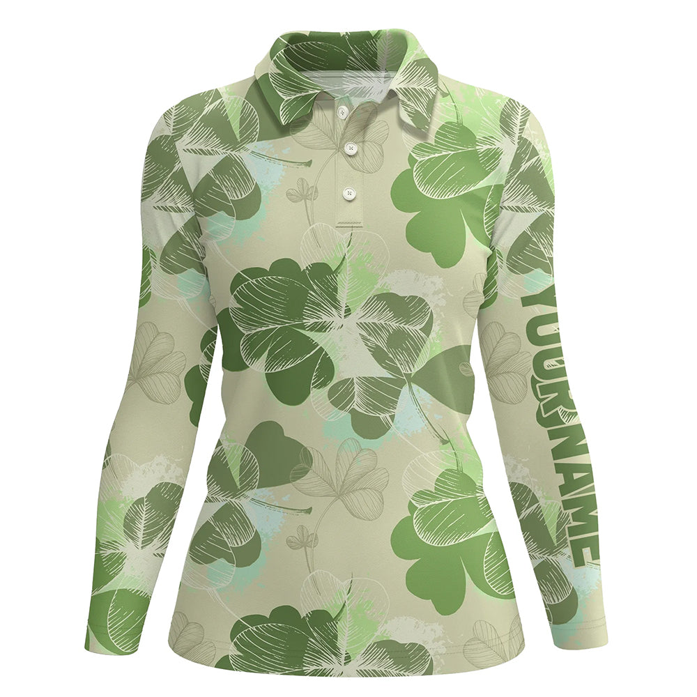 Vintage 3D Clover Leaf Patrick Day Golf Shirt Custom Golf Polo Shirts For Women Golfing Gifts LDT1264