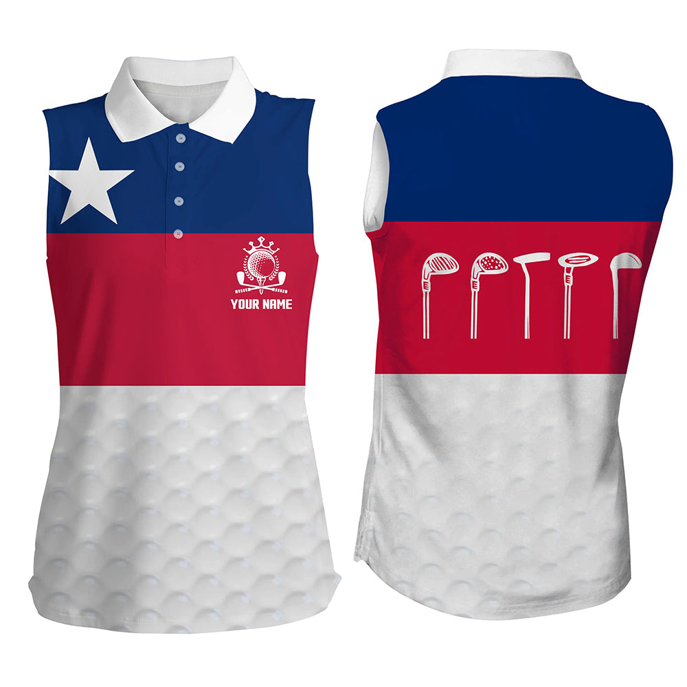 Texas Flag Womens Sleeveless Golf Shirts, Texas Golf Shirts For Women, Custom Patriotic Golf Gifts LDT0073