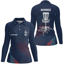 Load image into Gallery viewer, Blue Red Geometric Pattern Womens Disc Golf Polo Shirt Cool Golf Shirts For Women Golf Gifts LDT0596