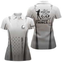 Load image into Gallery viewer, Golf That&#39;s What I Do American Flag Polo Shirts For Women Custom Skull Patriotic Golf Gifts LDT0291