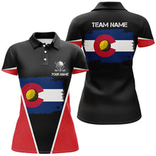 Load image into Gallery viewer, Retro Colorado Flag Black Womens Golf Polo Shirts Custom Patriotic Golf Shirts For Women LDT0328