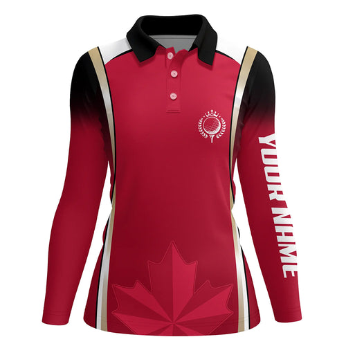 Canadian Maple Leaf Womens Golf Polo Shirts Custom Patriotic Golf Shirts For Women Golf Gifts LDT1470