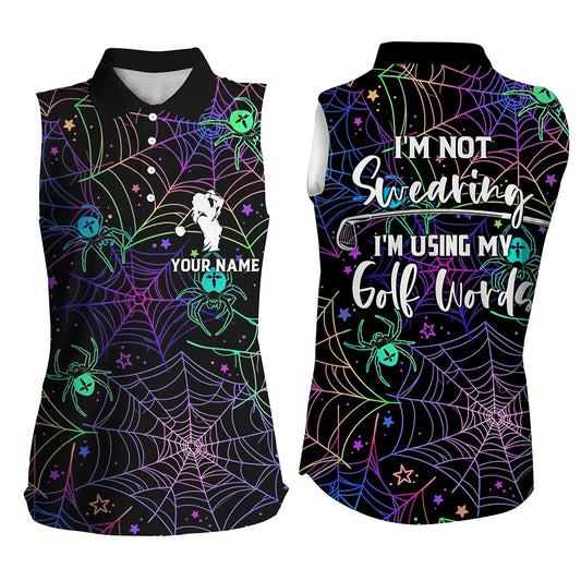 Multicolor Halloween Women Sleeveless Golf Polo Shirt Custom Golf Shirts For Women Funny Golf Shirt LDT0115