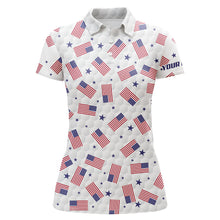 Load image into Gallery viewer, American Flag Golf Pattern Polo Shirts Custom Patriotic Golf Shirts For Women Golf Gifts LDT0388