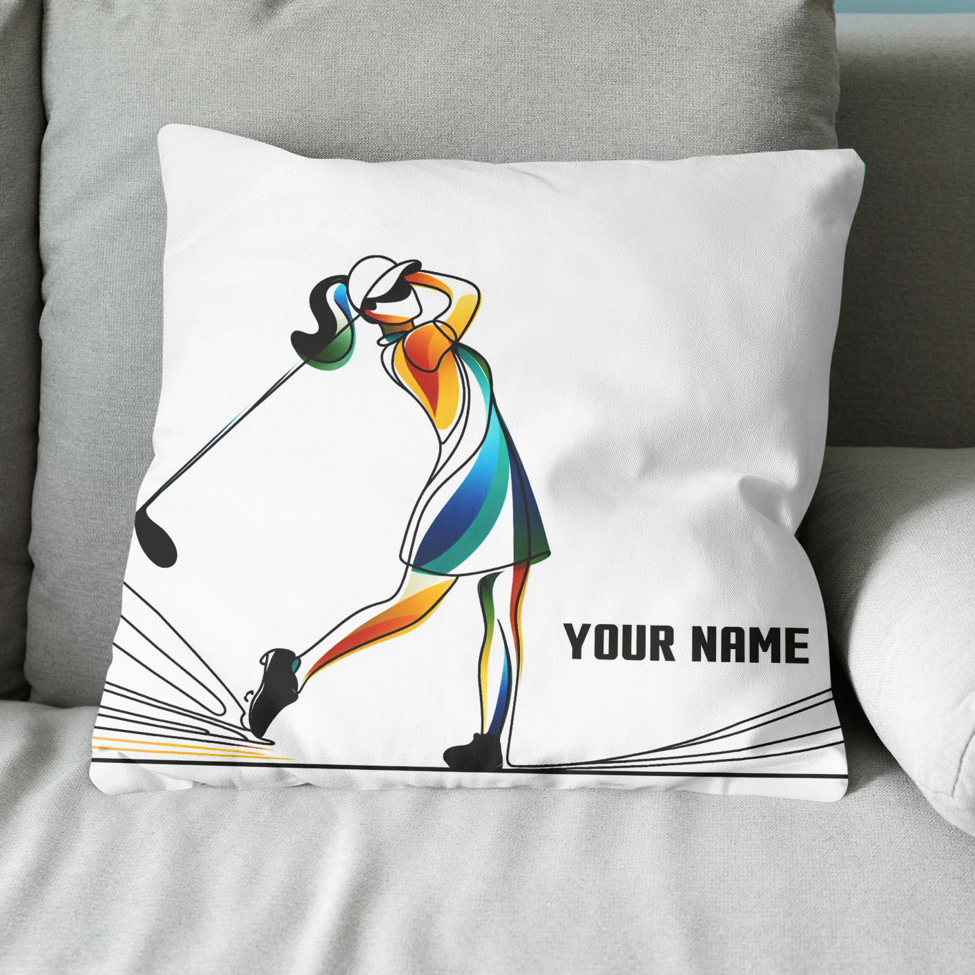 Colorful Continuous Golfer Custom Golf Pillow Personalized Golfing Gifts LDT1161