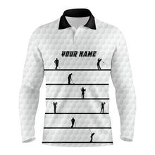 Load image into Gallery viewer, Personalized Black White Golfer Mens Polo Shirts Custom Cool Golf Shirts For Men White Golf Pattern LDT0953