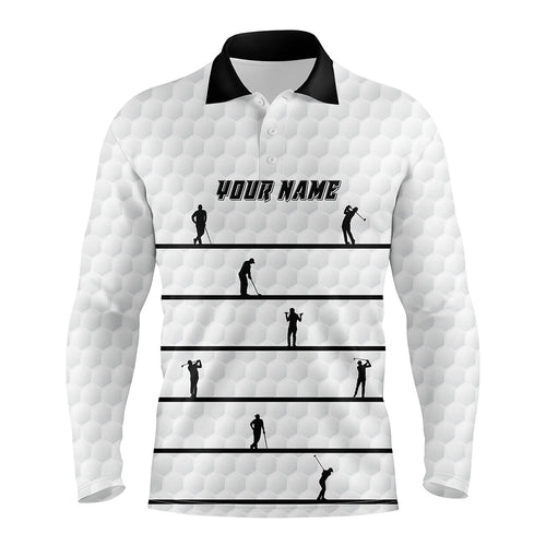 Personalized Black White Golfer Mens Polo Shirts Custom Cool Golf Shirts For Men White Golf Pattern LDT0953