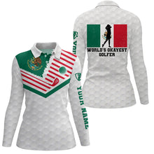 Load image into Gallery viewer, Mexican Flag World&#39;s Okayest Golfer Custom White Polo Shirt Patriotic Golf Shirts For Women LDT0432