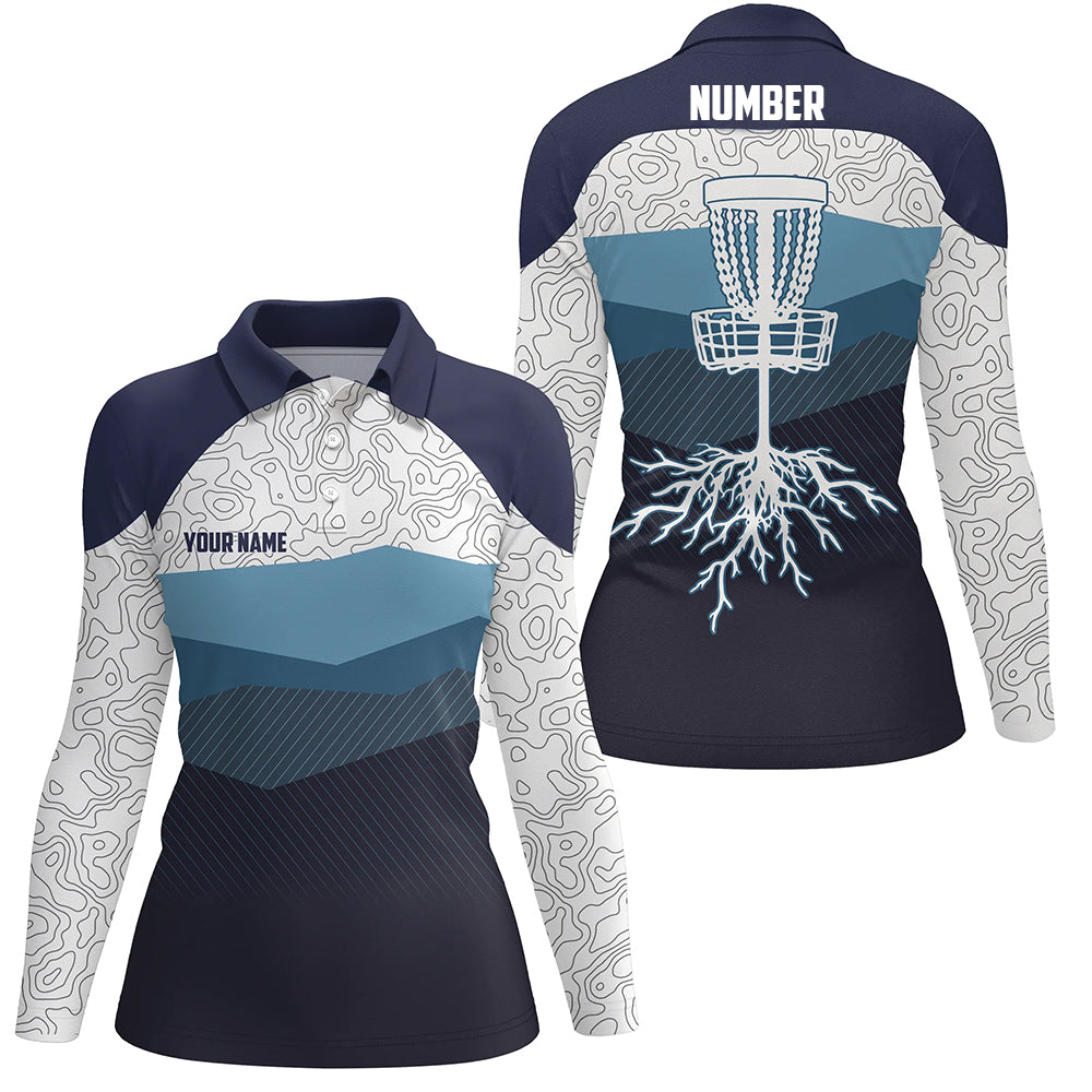 Navy Blue Mountains Disc Golf Polo Shirt Custom Disc Golf Shirts For Women Cool Golf Gifts LDT0470