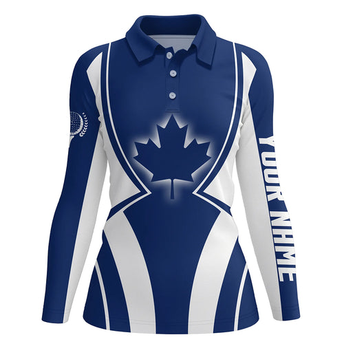 Blue Canada Maple Leaf Womens Golf Shirt Customized Patriotic Golf Tops For Women Golf Gifts LDT1000