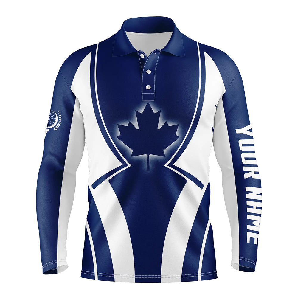 Blue Canada Maple Leaf Mens Golf Polo Shirt Customized Patriotic Golf Tops For Men Golfing Gifts LDT1000