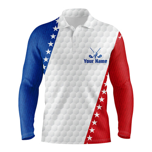 American Flag Mens Golf Polo Shirts Custom Patriotic Golf Shirts For Men Golfing Gifts LDT1411