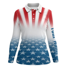 Load image into Gallery viewer, Gradient Us Flag Womens Golf Polo Shirts Custom Patriotic Golf Shirts For Women Golfing Gifts LDT1413