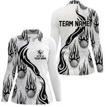 Load image into Gallery viewer, Flame Golf Ball Black White Golf Polo Shirt Personalized Golf Shirts For Women Golfing Gifts LDT0781