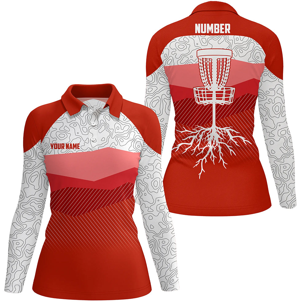 Red Mountains Golf Course Disc Polo Shirt Custom Disc Golf Shirts For Women Cool Golf Gifts LDT0788