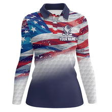 Load image into Gallery viewer, Watercolor Us Flag Womens Golf Polo Shirts Custom Patriotic Golf Shirts For Women Golf Gifts LDT1430