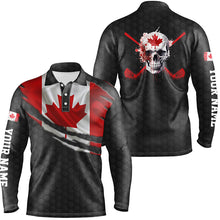 Load image into Gallery viewer, 3D Canada Flag Skull Mens Golf Polo Shirts Personalized Patriotic Golf Shirts For Men LDT0511