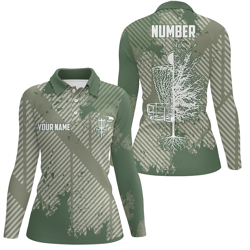 Disc Golf Green Abstract Texture Womens Polo Shirts Customized Disc Golf Shirts For Women LDT0520