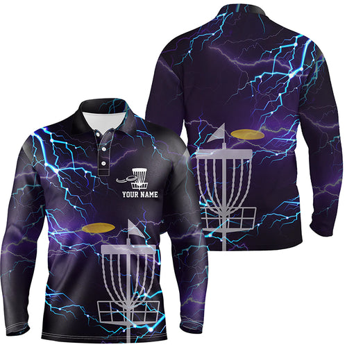 Lightning Mens Golf Polo Shirts, Custom Golf Shirts Disc Golf Shirts For Mens, Best Golf Gifts LDT0050