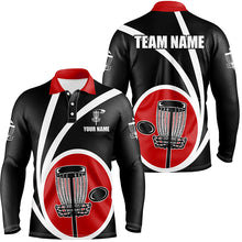 Load image into Gallery viewer, Customized Black Red Mens Disc Golf Polo Shirts Cool Disc Golf Shirt For Male Team Disc Golf Gifts LDT1244