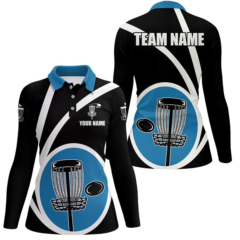 Customized Black Blue Womens Disc Golf Polo Shirts Cool Disc Golf Shirt For Team Golf Gifts LDT1245