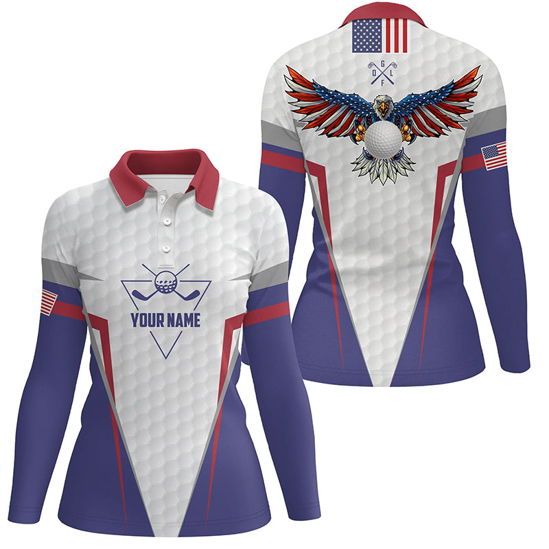 American Flag Golf Polo Shirt Custom Us Eagle Golf Shirts For Women Patriotic Golf Gifts LDT0254