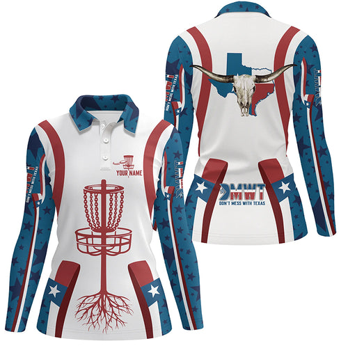 Texas Flag Longhorn Disc Golf Shirt Custom Patriotic Disc Golf Shirts For Women Golf Gifts LDT0268