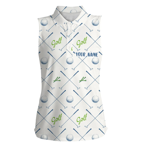Golf Pattern Seamless Womens Sleeveless Polo Shirt Custom Name Cool Golf Shirts For Women Golf Gifts LDT0570