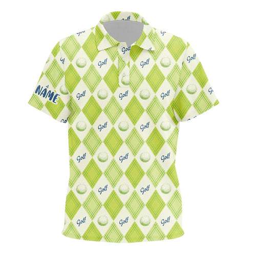 Golf Pattern With Balls Green Argyle Unisex Kids Polo Shirt Custom Golf Shirts For Kid Golf Gifts LDT0571