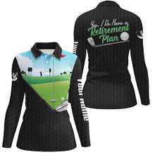 Load image into Gallery viewer, I Do Have A Retirement Plan Black Golf Pattern Custom Golf Tops Best Golf Gifts For Women LDT0887