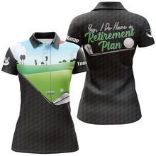 Load image into Gallery viewer, I Do Have A Retirement Plan Black Golf Pattern Custom Golf Tops Best Golf Gifts For Women LDT0887