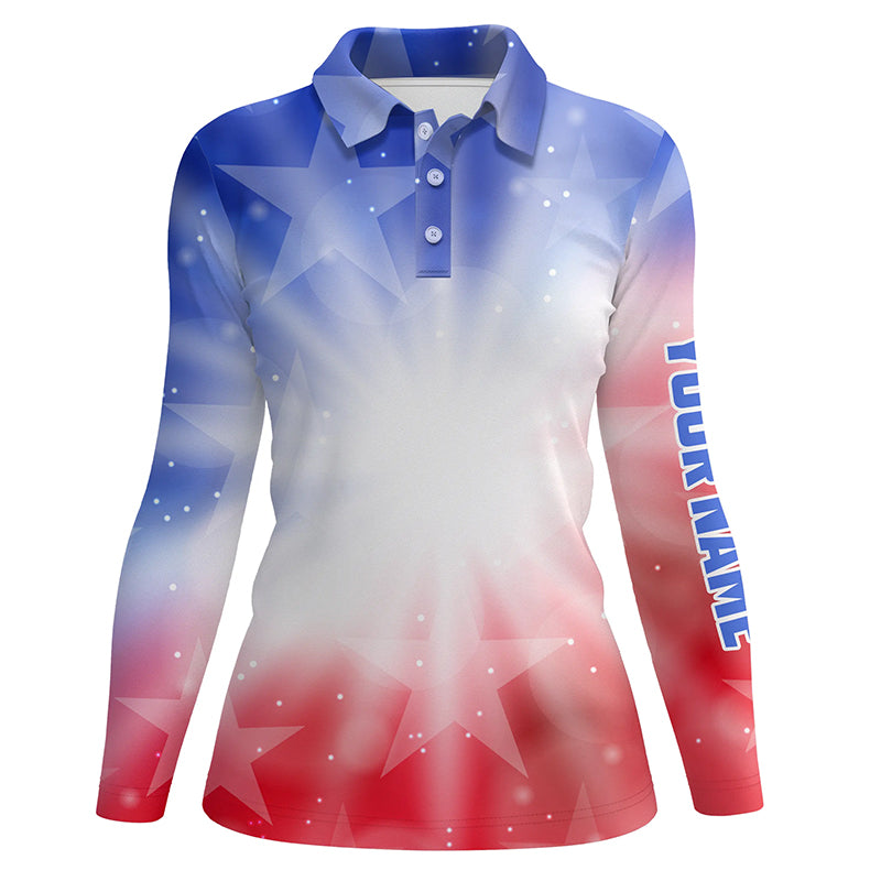 Gradient American Flag Golf Polo Shirts Patriotic Usa Golf Shirts For Women Cool Golf Gifts LDT0637