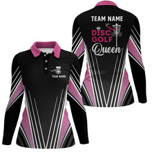 Load image into Gallery viewer, Disc Golf Queen Black &amp; Pink Polo Shirts Customized Cool Disc Golf Tops For Women Golf Gifts LDT0909