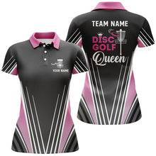 Load image into Gallery viewer, Disc Golf Queen Black &amp; Pink Polo Shirts Customized Cool Disc Golf Tops For Women Golf Gifts LDT0909