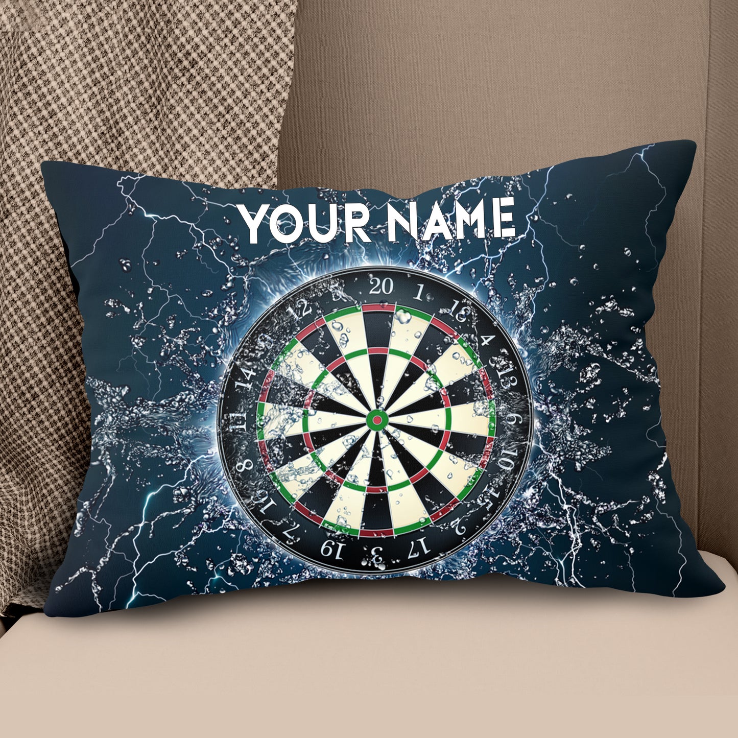 Water Thunder Dartboard Custom Name Throw Pillow Personalized Darts Gift LDT1120