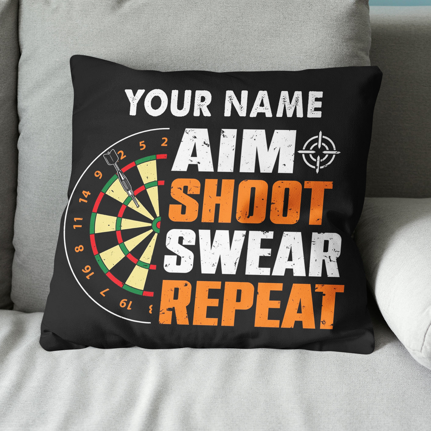 Aim Shoot Swear Repeat Vintage Custom Darts Pillow Personalized Gifts LDT1121