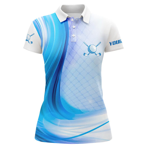 Blue Light Twinkle Womens Golf Polo Shirts Custom Name Golf Shirts For Women Golfing Gifts LDT1324