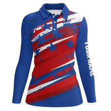 Load image into Gallery viewer, American Flag Womens Golf Polo Shirts Custom Patriotic Golf Shirts For Women Golfing Gifts LDT1468