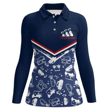 Load image into Gallery viewer, Womens Golf Polo Shirts Custom Name Navy Golf Equipment Seamless, Personalized Golf Shirts For Women LDT0102